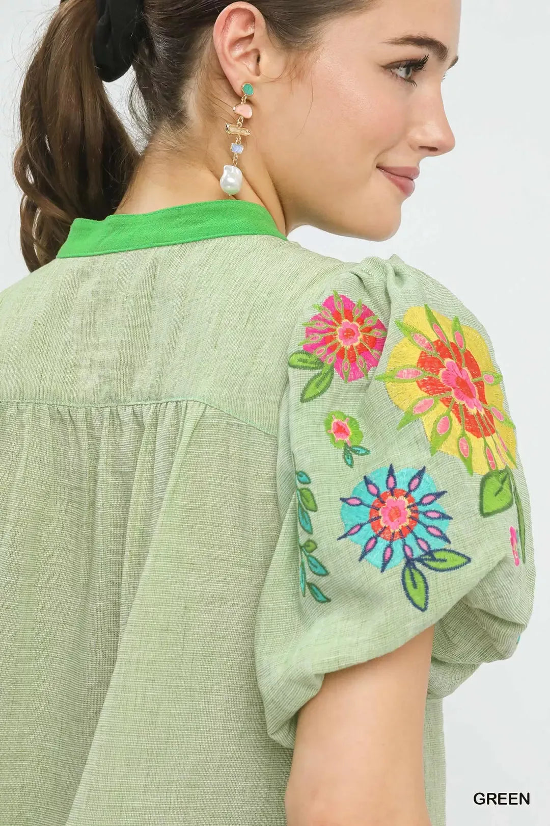 Umgee Embroidered Puff Sleeve Top - Glamourous Grace