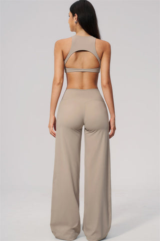 The Twirl Open Back Sports Bra Straight Leg Pants 2-Piece Set