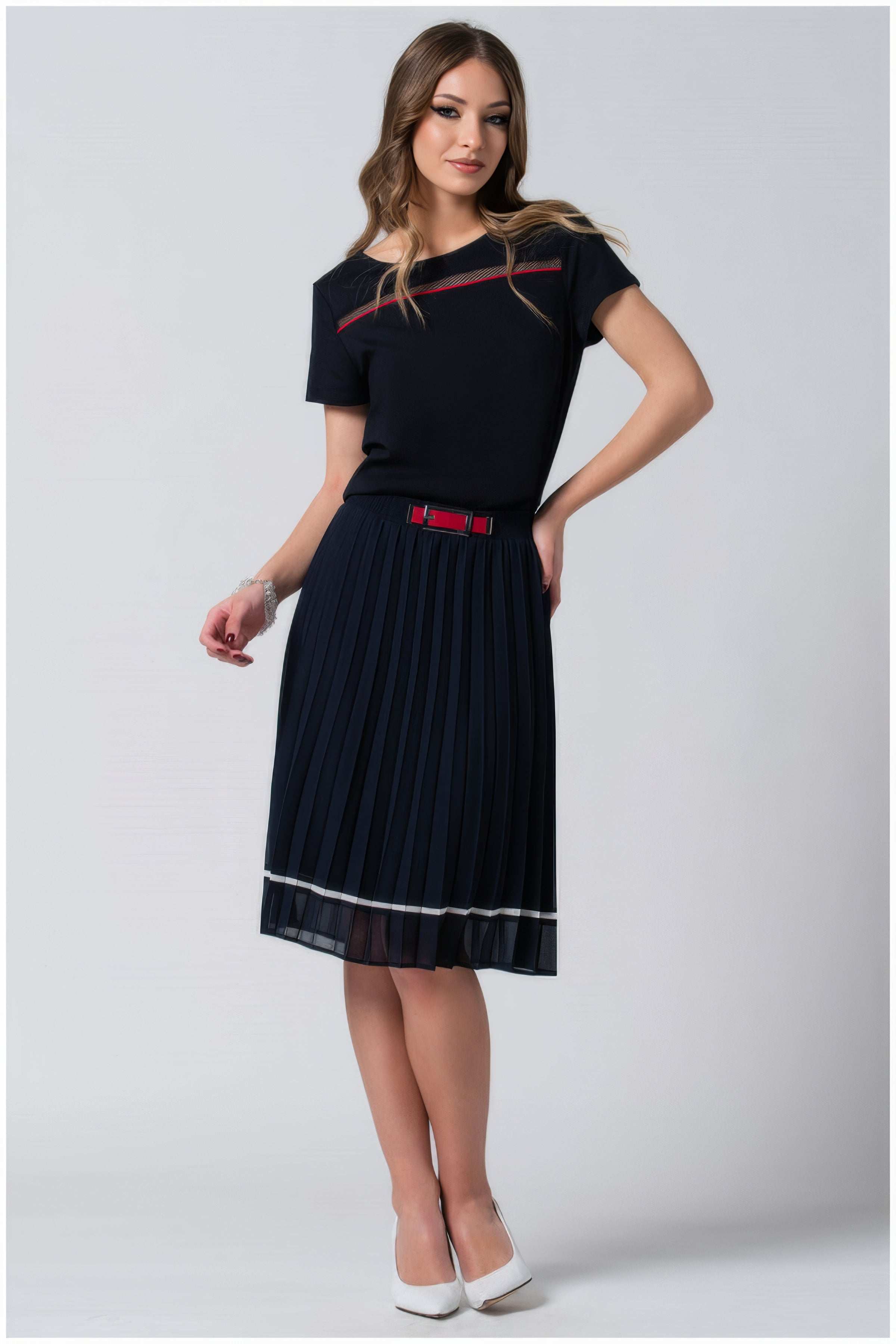 Navy Pleated Skirt, Lola