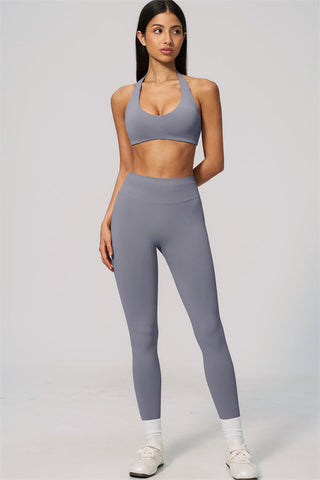 The Velvetine Halter Sports Bra Leggings 2-Piece Set
