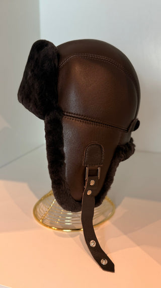 Genuine Leather Shearling Hat Unisex