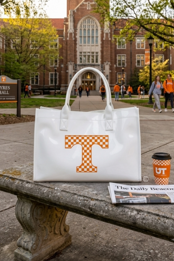 SC - ETA 8/24-9/7 Vols Checkered Power T Vinyl Tote Bag - Glamourous Grace