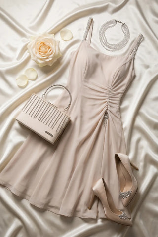 Beige Short Dress, Lesli
