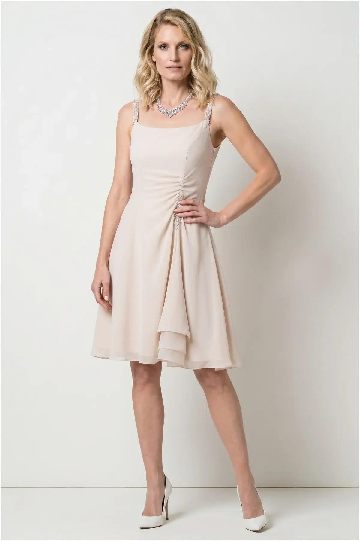 Beige Short Dress, Lesli