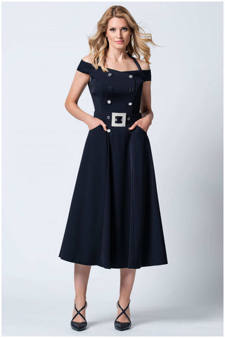 Navy Off-Shoulder Dress, Greta