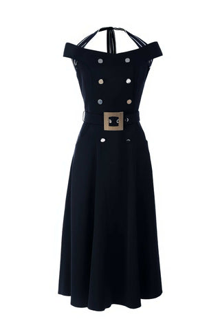 Navy Off-Shoulder Dress, Greta