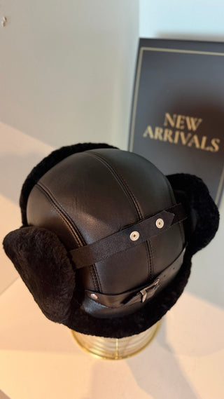 Genuine Leather Shearling Hat Unisex