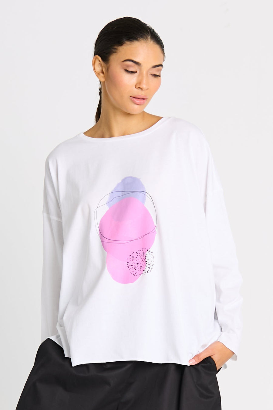 Pima Cotton "Saturn" Luxury Boxy Tee - White - Glamourous Grace