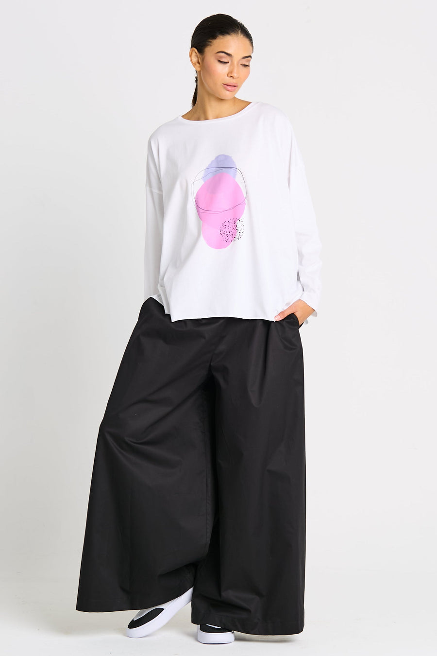 Pima Cotton "Saturn" Luxury Boxy Tee - White - Glamourous Grace