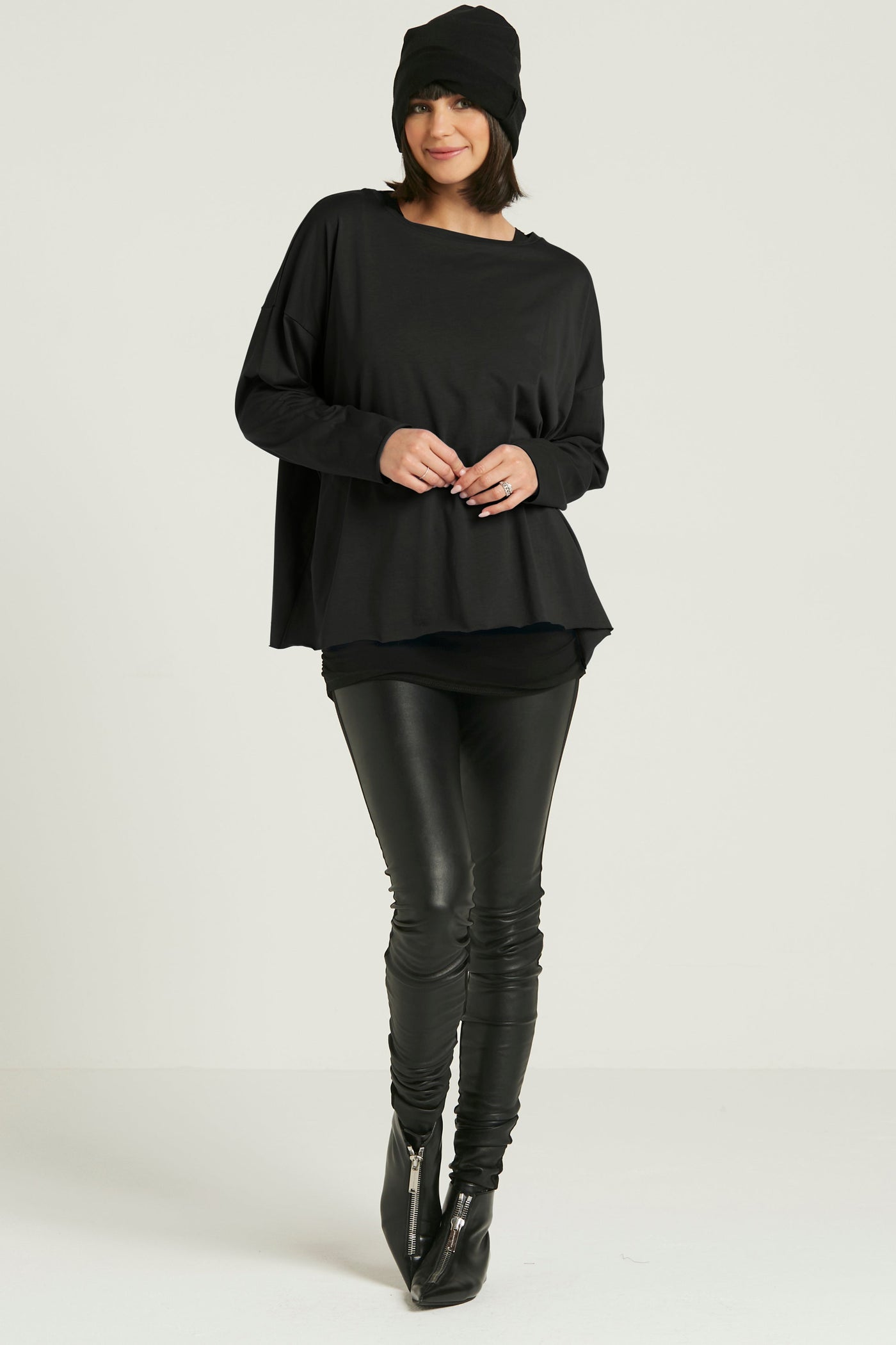 Pima Cotton Luxury Boxy T-Shirt - Black - Glamourous Grace