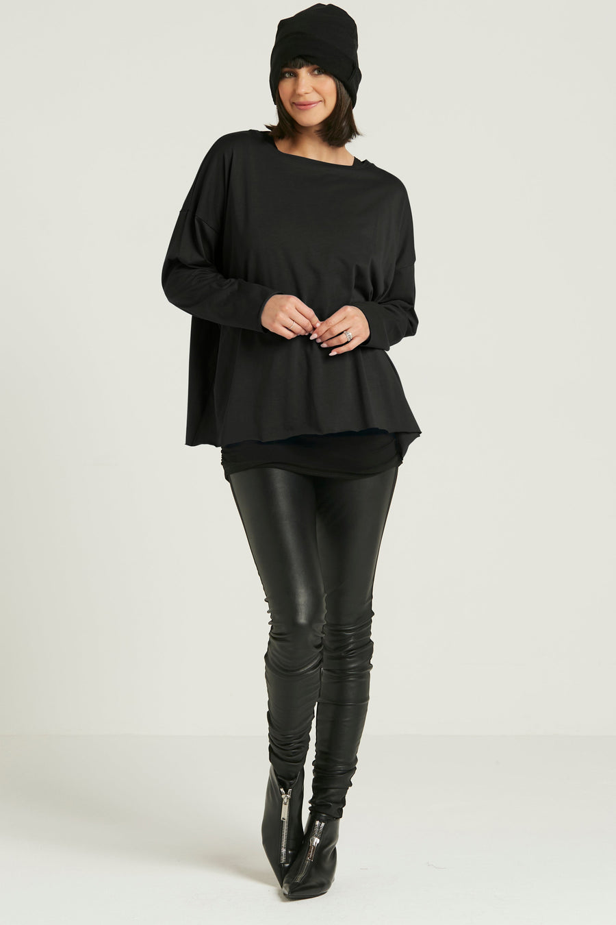 Pima Cotton Luxury Boxy T-Shirt - Black - Glamourous Grace
