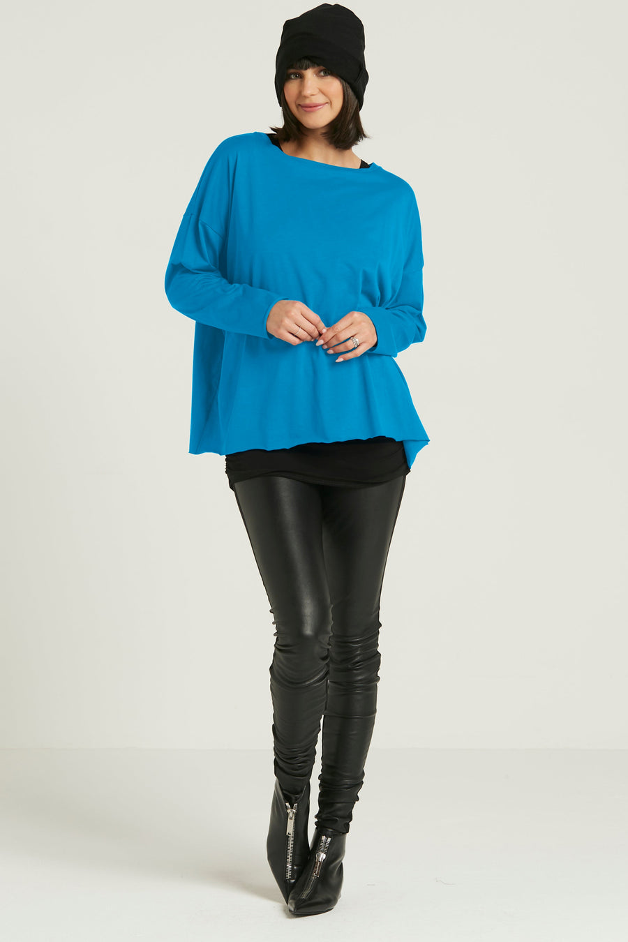 Pima Cotton Luxury Boxy T-Shirt - Lake - Glamourous Grace
