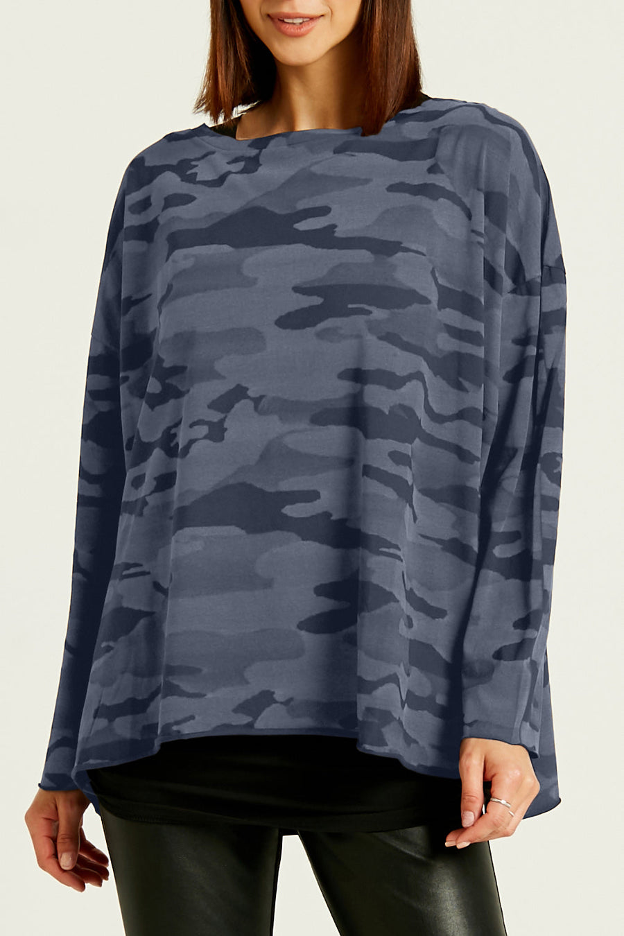 Pima Cotton Camo Luxury Boxy Tee - Midnight - Glamourous Grace