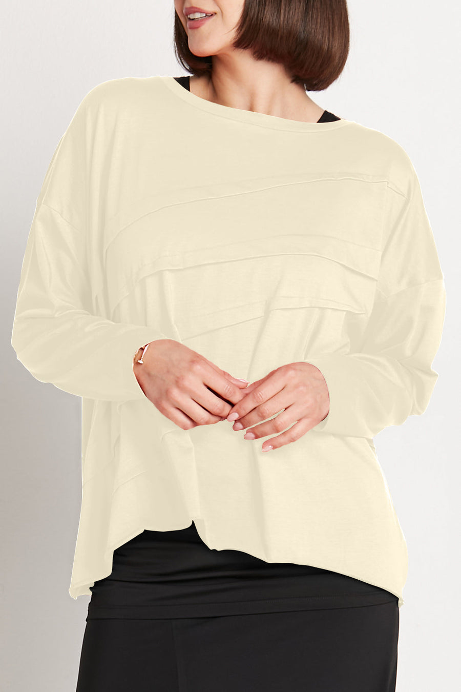 Pima Cotton Tucked Luxury Boxy Tee - Butter - Glamourous Grace