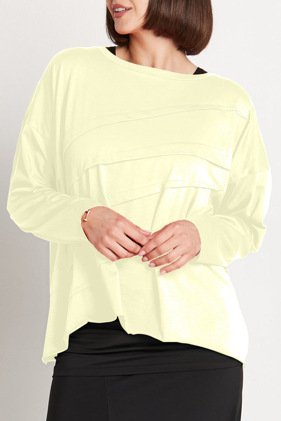 Pima Cotton Tucked Luxury Boxy Tee - Citron - Glamourous Grace