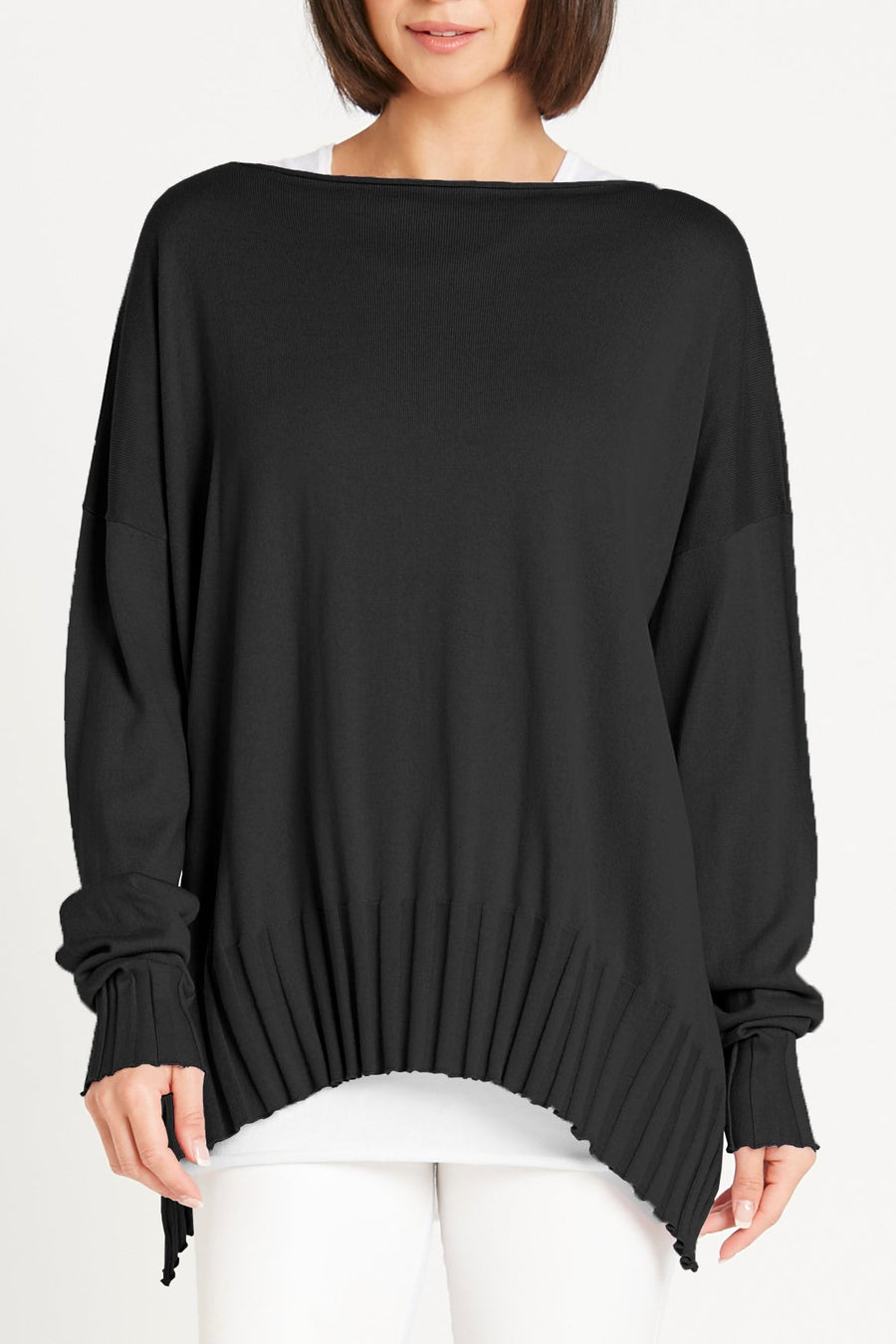 Pima Cotton Boatneck Rib - Black - Glamourous Grace
