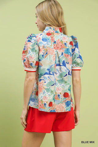 Umgee Jacquard Bloomscape Print Top - Glamourous Grace