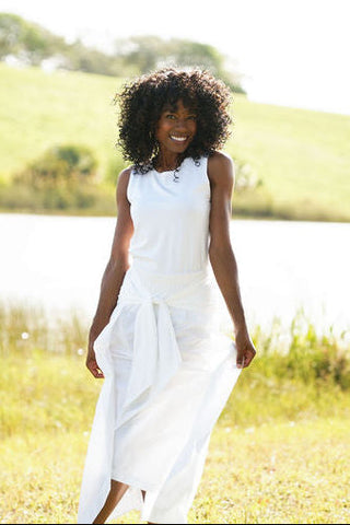 Cotton Lycra Ruche Tank - White - Glamourous Grace