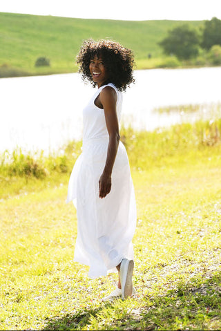 Cotton Lycra Ruche Tank - White - Glamourous Grace