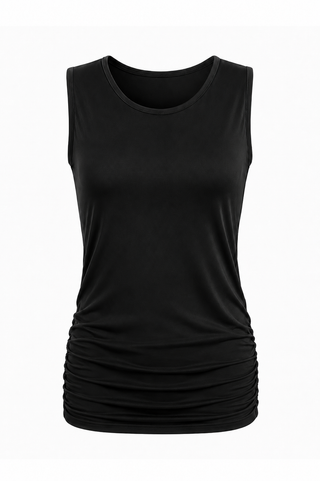 Cotton Lycra Ruche Tank - Black - Glamourous Grace