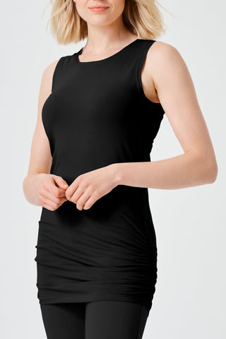 Cotton Lycra Ruche Tank - Black - Glamourous Grace