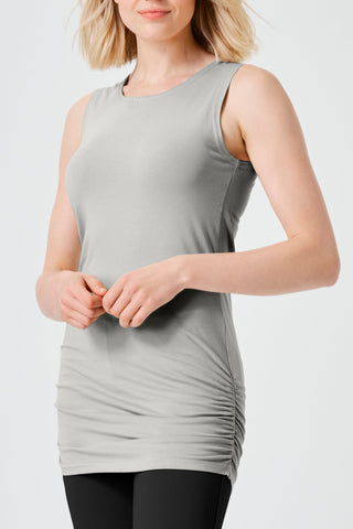 Cotton Lycra Ruche Tank - Putty
