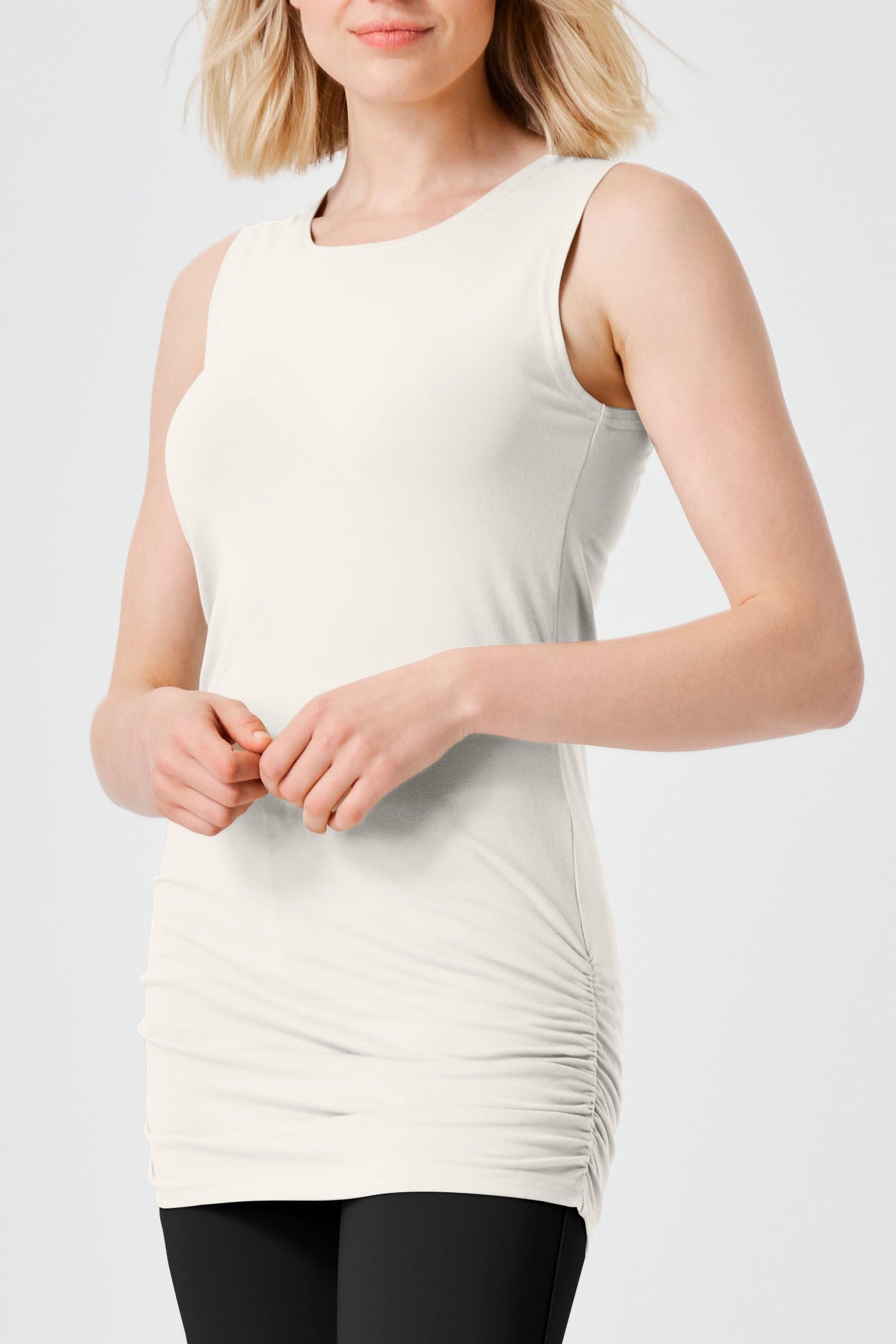 Cotton Lycra Ruche Tank - Vanilla - Glamourous Grace
