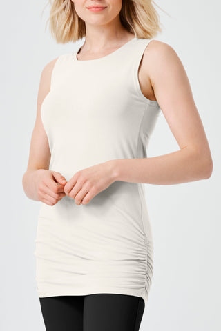 Cotton Lycra Ruche Tank - Vanilla