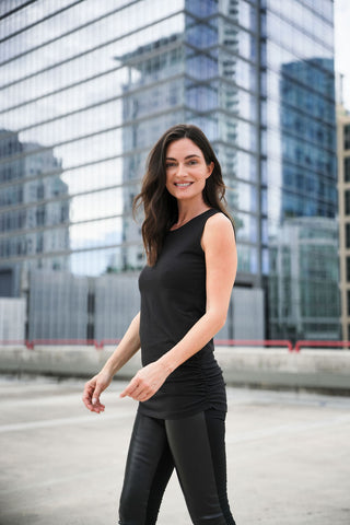 Cotton Lycra Ruche Tank - Black - Glamourous Grace