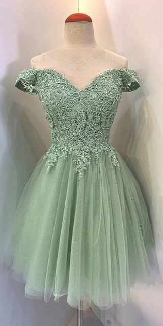 CLEARANCE - Eureka 9833 Short A-Line Off Shoulder Glitter Mesh Dress (Size M)