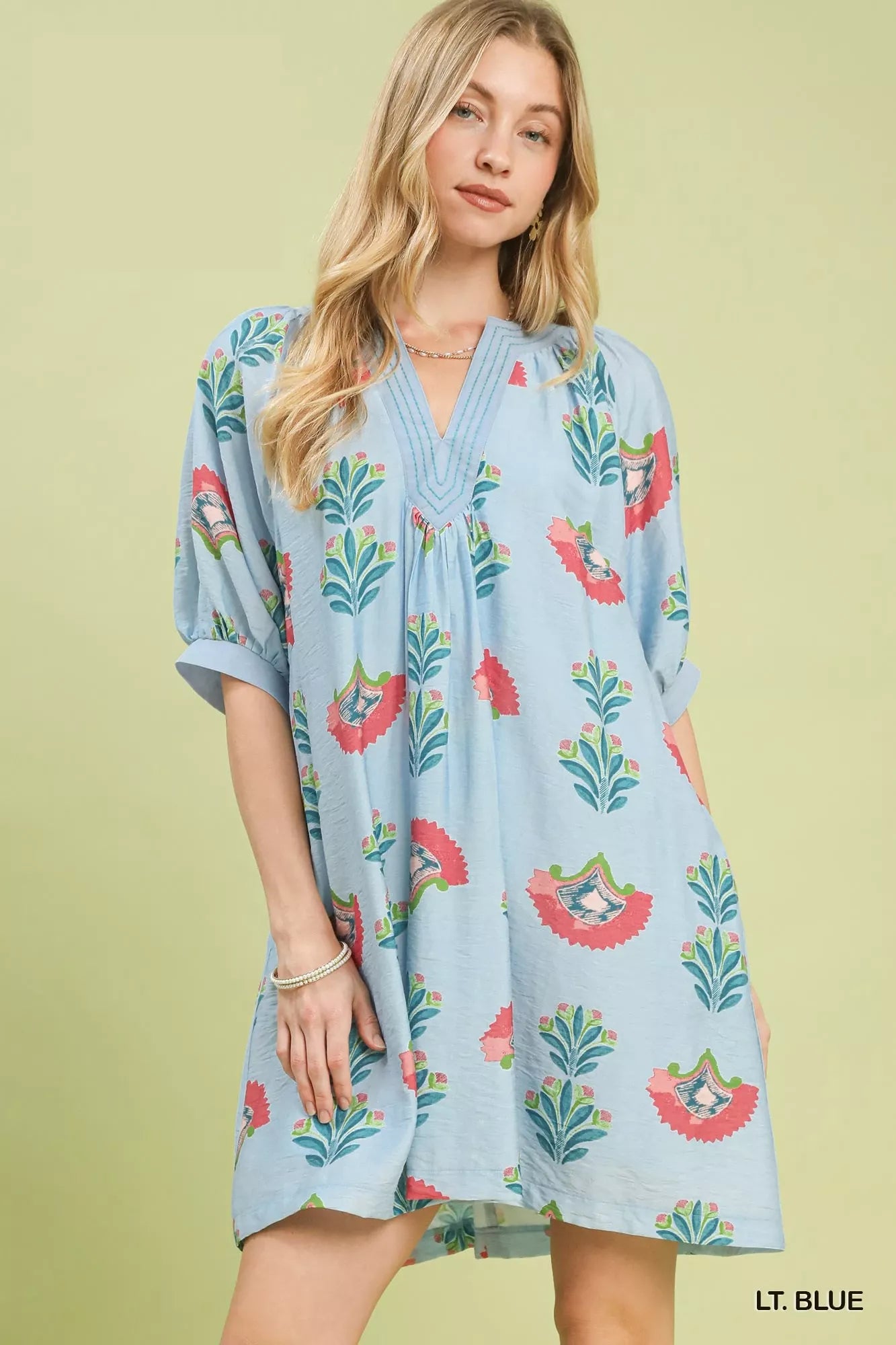 Umgee Abstract Print Mini Dress in Blue - Glamourous Grace