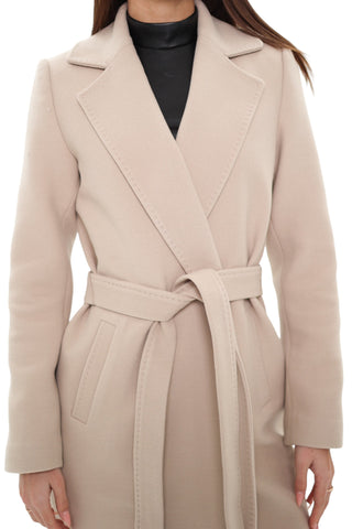 Windsor Classic Wraparound Cashmere Blend Overcoat in Nude
