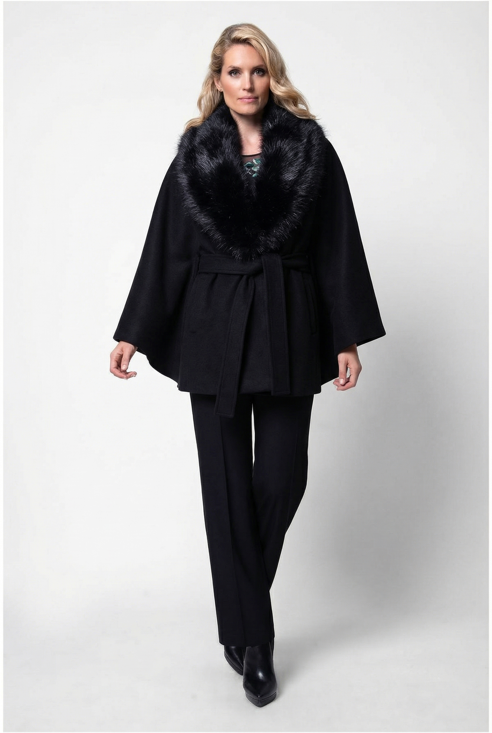 Black Wool Cape, Selina
