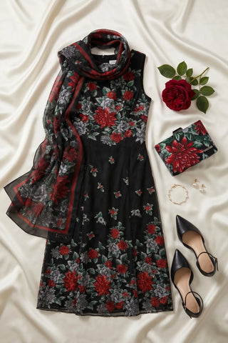 Red Floral Clutch Bag, Regina