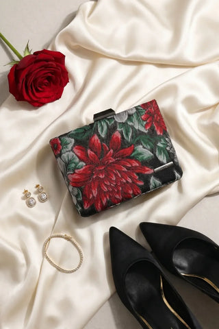 Red Floral Clutch Bag, Regina