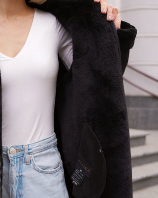 Reversible Faux Shearling Hooded Coat