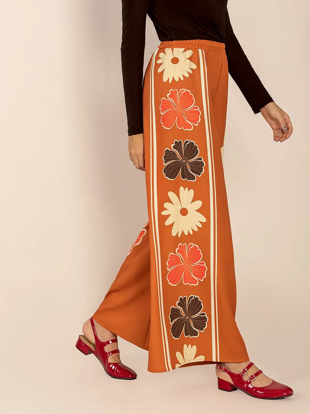 Printed Elastic Waist Wide Leg Pants - Glamourous Grace