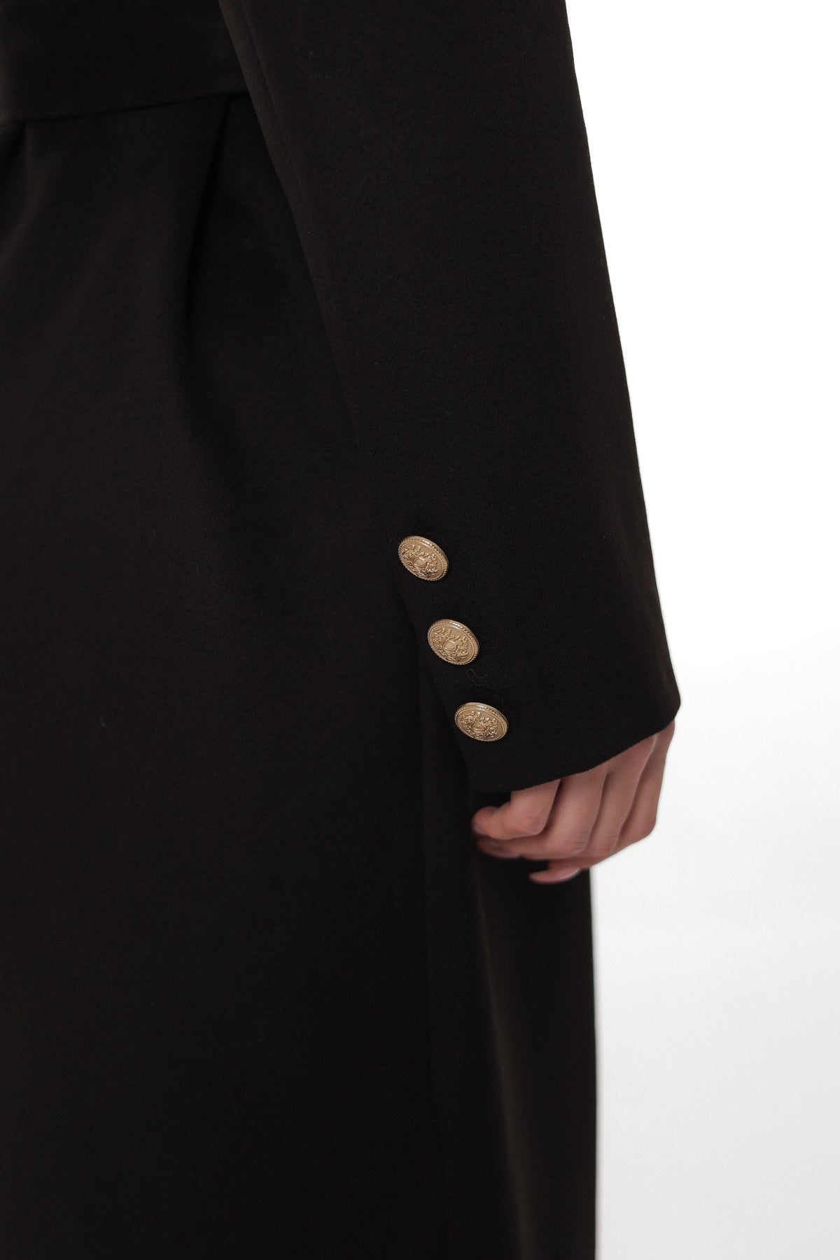 Vivian Tailored Cashmere Wool Coat in Black