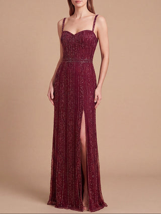 Spaghetti Strap Beaded Gown | Lara 9917