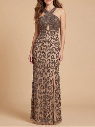 Beaded Cross Halter Dress | 9922