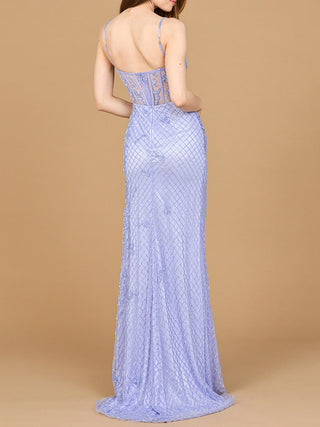 Beaded Corset Prom Gown with Slit - Glamourous Grace