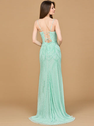 Beaded Lace-up Dress with Slit - Glamourous Grace
