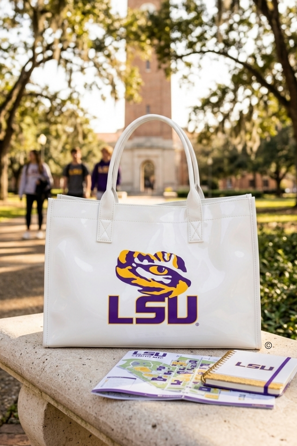 SC - ETA 8/24-9/7 LSU Clear Winner Vinyl Tote Bag© - Glamourous Grace
