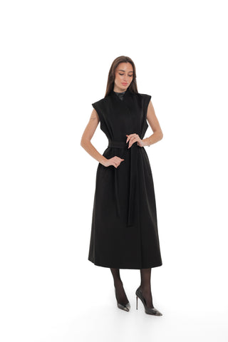 Eileen Cashmere Blend Longline Vest in Black