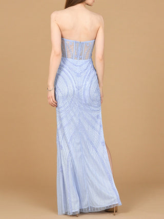Beaded Corset Dress with Slit - Glamourous Grace