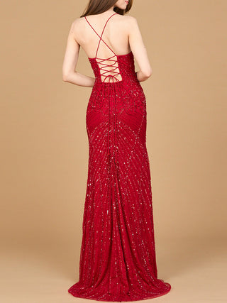 Lace Up Open Back Beaded Dress - Glamourous Grace