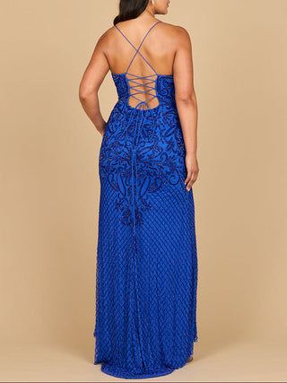 Lace Up Open Back Beaded Dress - Glamourous Grace