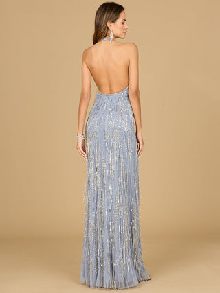 Halter Neck Gown with Fringes - Glamourous Grace