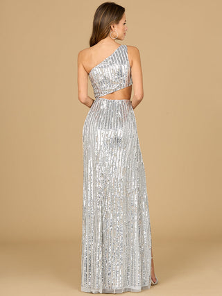 One Shoulder Beaded Gown with Cutout - Glamourous Grace