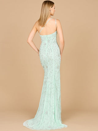 One Shoulder Beaded Gown with Slit - Glamourous Grace